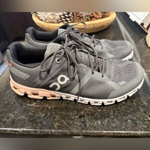 On Running Gray and Pink Women's Sneakers